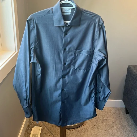 Calvin Klein Slate Grey Mens Dress Shirt - M 15 32/33 - Picture 2 of 7